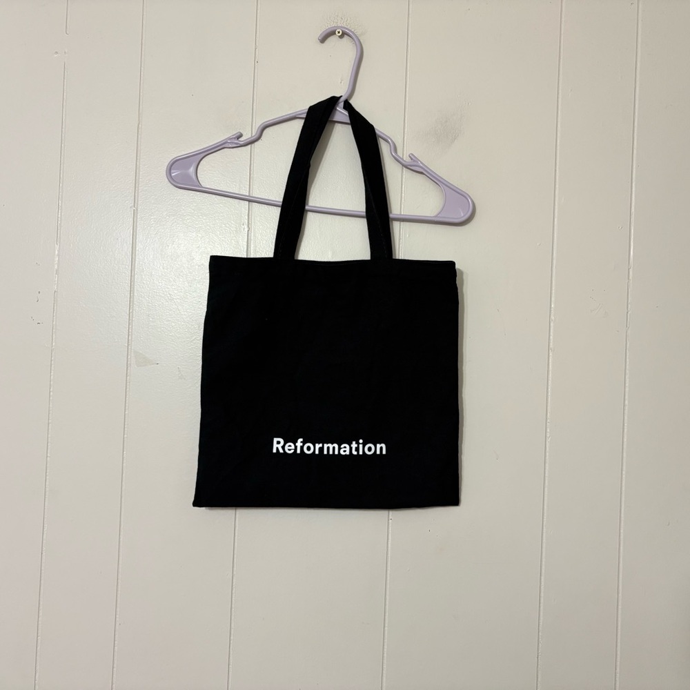 Reformation Black Logo Canvas Tote Bag